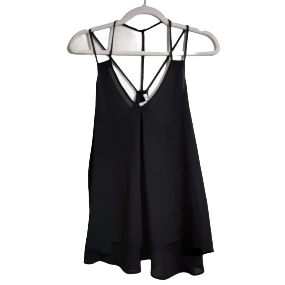 SANS SOUCI Flowy Strappy Racerback Black Tank Top